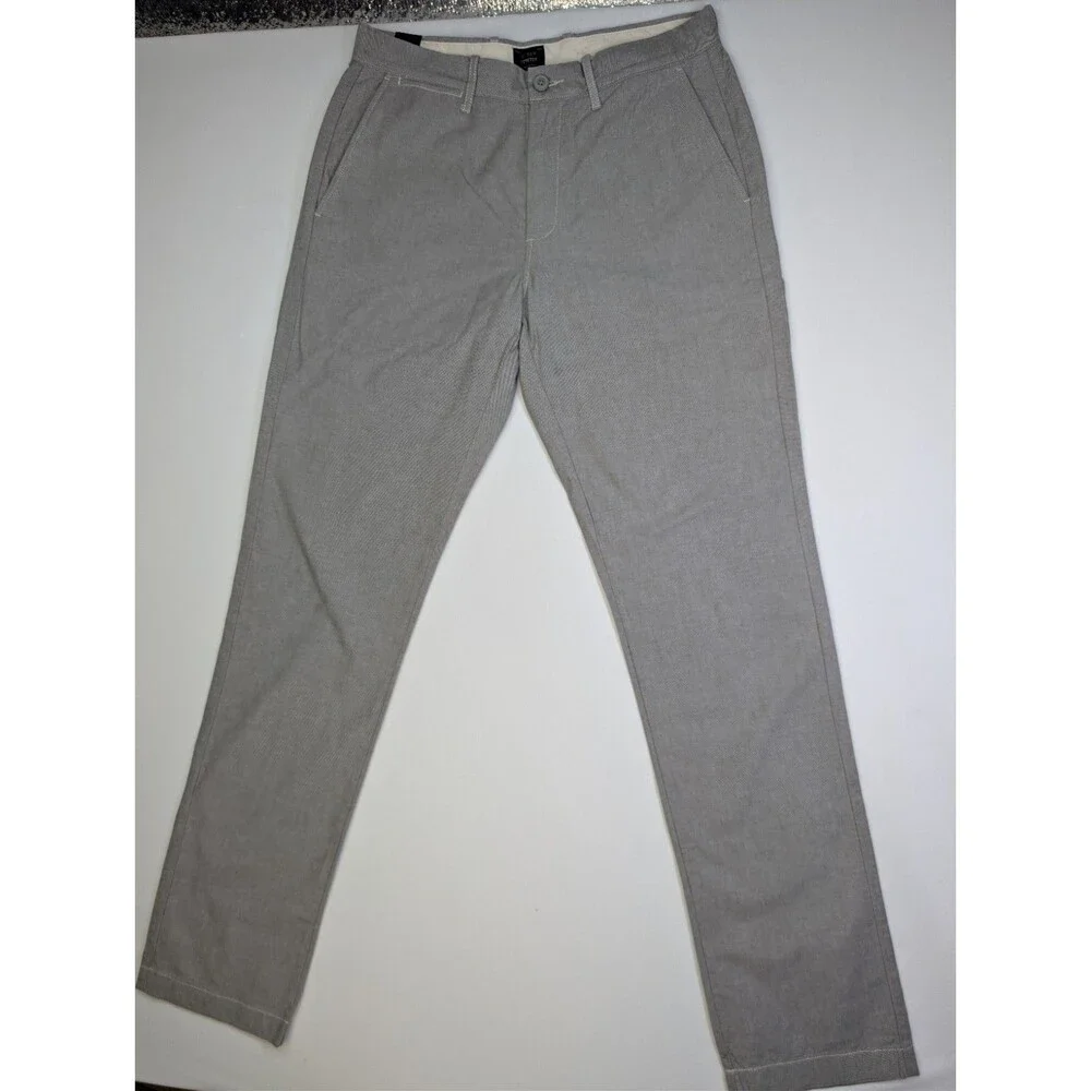 NWT J.Crew 770 Straight Fit Pants Men 30x34 Gray Stretch Chambray Chino G8132